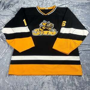 AK NCMYH Sting Botko #16 Youth Hockey Jersey Black Yellow XL